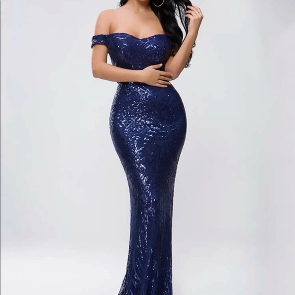 Luxurious sequins mermaid zip back formal party evening wedding prom dress - Picture 5 of 8